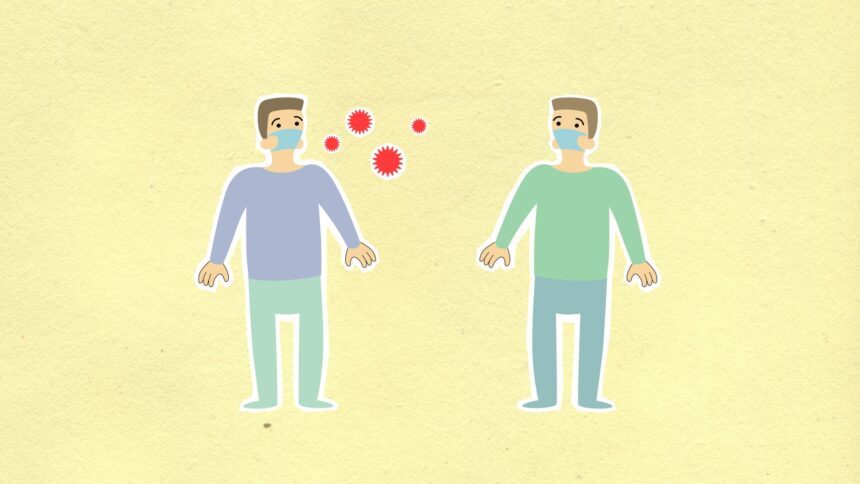 Medical researchers studying influenza transmission patterns in controlled laboratory setting