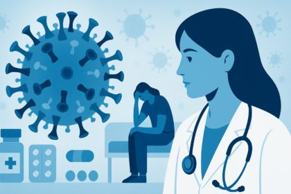 Healthcare worker administering HIV treatment in a clinic setting