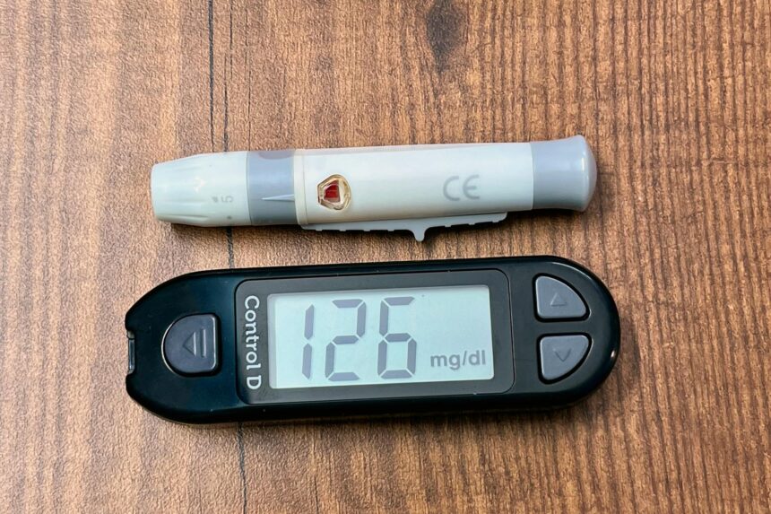 Illustration of nanotechnology sensors being used for diabetes glucose monitoring