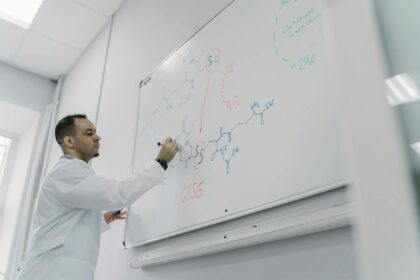 Diagram showing neurotransmitter chemical signaling between brain cells