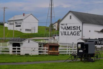 Chart showing Amish population growth projection from 400,000 to 2 million by 2075