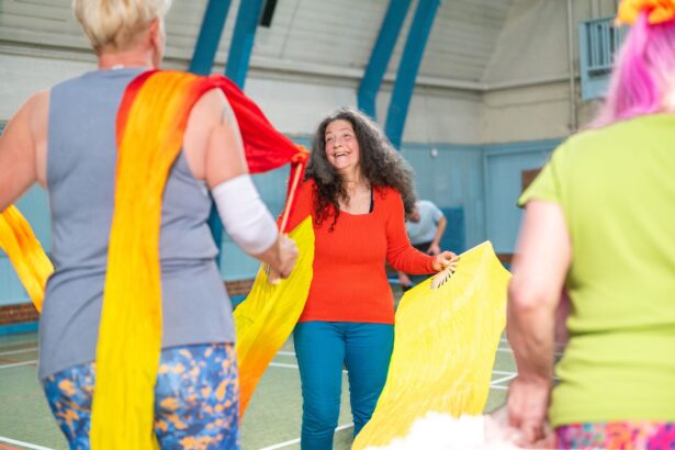 Healthcare professional engaging in arts activity as part of social prescribing program