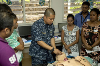 Data visualisation showing cardiovascular care delivery challenges across Asia–Pacific health systems by resource level