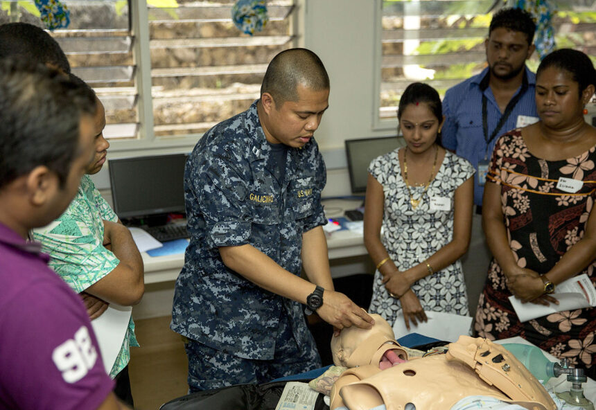 Data visualisation showing cardiovascular care delivery challenges across Asia–Pacific health systems by resource level