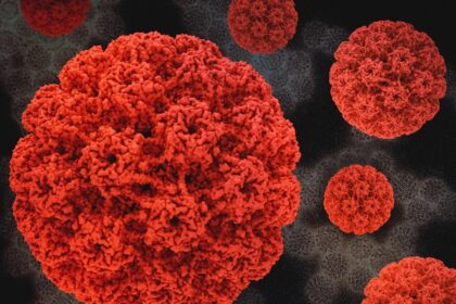 Scientific illustration showing genetic mutations connecting blood cancer to Alzheimer's disease
