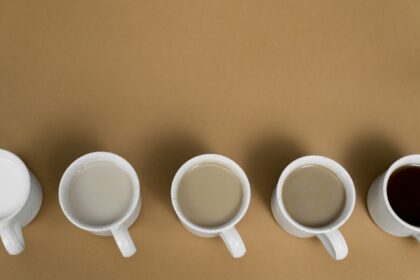 Coffee composition breakdown showing caffeine 1-2%, polyphenols and melanoidins 98-99%