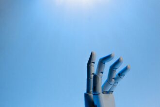 Medical professional using AI technology with legal scales representing liability concerns