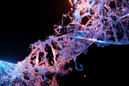 Medical illustration showing gene therapy delivery to brain regions affected by Parkinson's disease