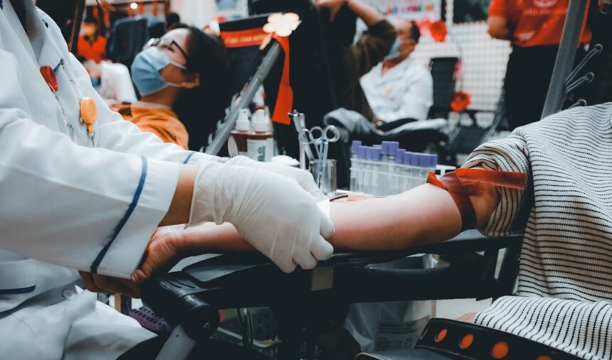Infographic showing global blood donation statistics and safety improvements by WHO