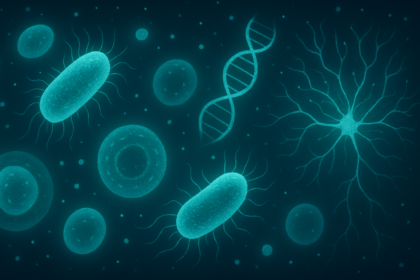 Medical illustration showing Listeria bacteria and food safety concepts