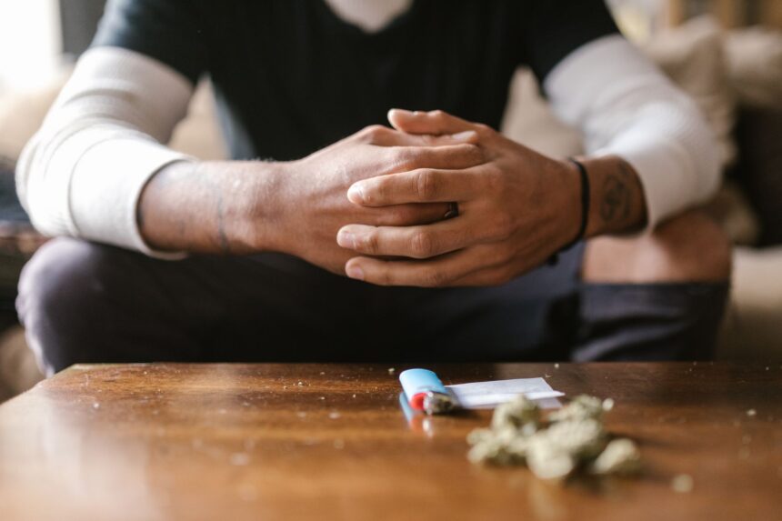 Smartphone displaying health intervention text messages for cannabis use reduction