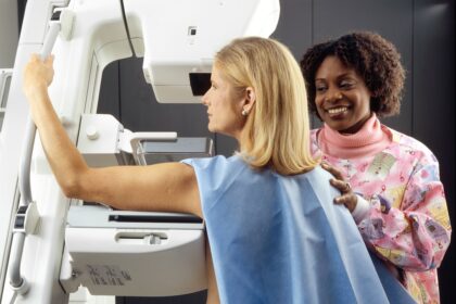 Medical illustration showing dual PET imaging technology monitoring both cancer tumors and heart inflammation