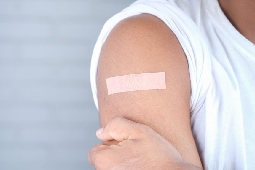 Clinical trial concept showing shingles vaccination pathway to dementia prevention research