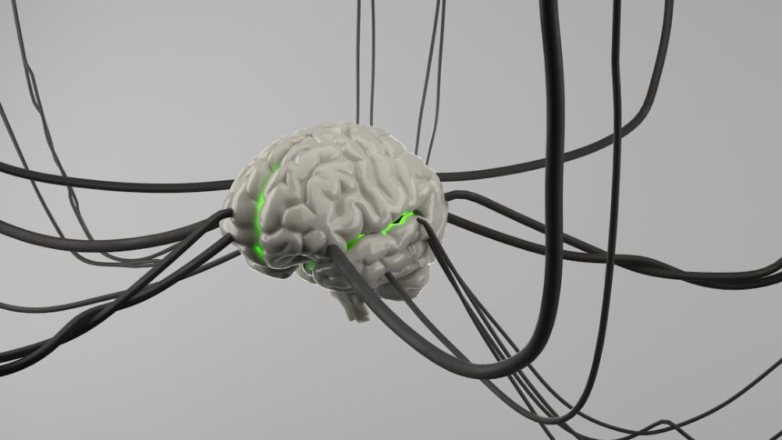 Medical illustration of spinal cord stimulation device for stroke rehabilitation therapy