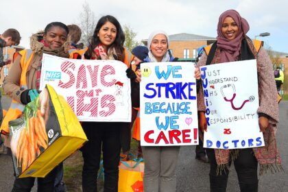Hospital corridor during healthcare strike with reduced staffing