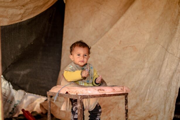 Children receiving nutrition assistance at a Yemen healthcare facility