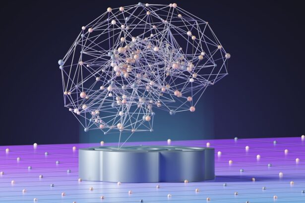 Conceptual illustration of artificial intelligence analyzing prion protein sequences to identify antimicrobial peptides