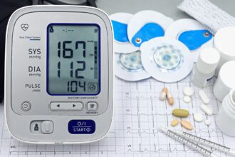 An electrocardiogram (EKG) trace displayed on medical monitor, representing pre-participation screening for young athletes