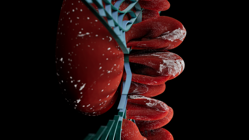 Illustration of magnesium ion blocking NMDA receptor channel at neuronal membrane