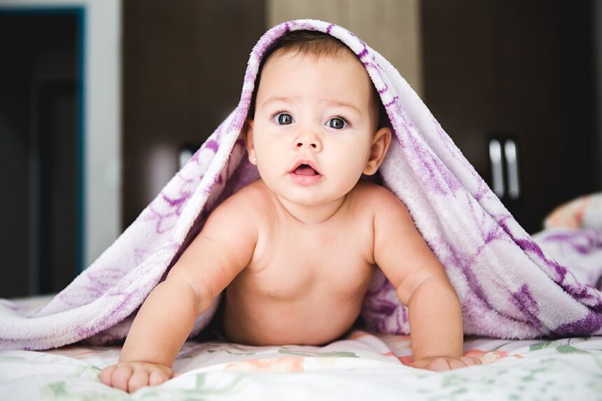 Abstract representation of infant development milestones and malaria prevention