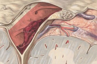 Illustration comparing atherosclerotic plaque versus small vessel enlargement in cerebral arteries