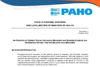 Cover of An Overview of Current Social Distancing Measures and Required Evidence for Determining Optimal Time for Relaxing Such Measures, Pan American Health Organization