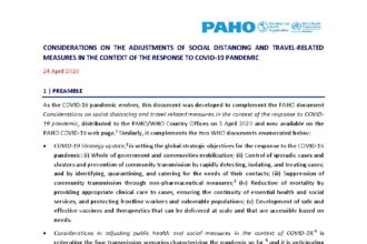 Cover of Considerations on the Adjustments of Social Distancing and Travel-Related Measures in the Context of the Response to COVID-19 Pandemic, Pan American Health Organization