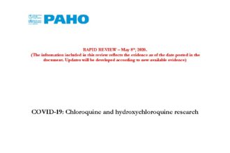 Cover of COVID-19: Chloroquine and hydroxychloroquine research, Pan American Health Organization