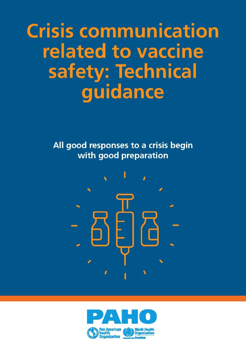 Cover of Crisis Communication related to vaccine safety: Technical guidance, Pan American Health Organization