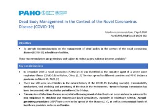 Cover of Dead Body Management in the Context of COVID-19, Pan American Health Organization