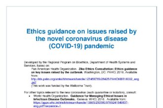 Cover of Ethics guidance on issues raised by the novel coronavirus disease (COVID-19) pandemic, Pan American Health Organization