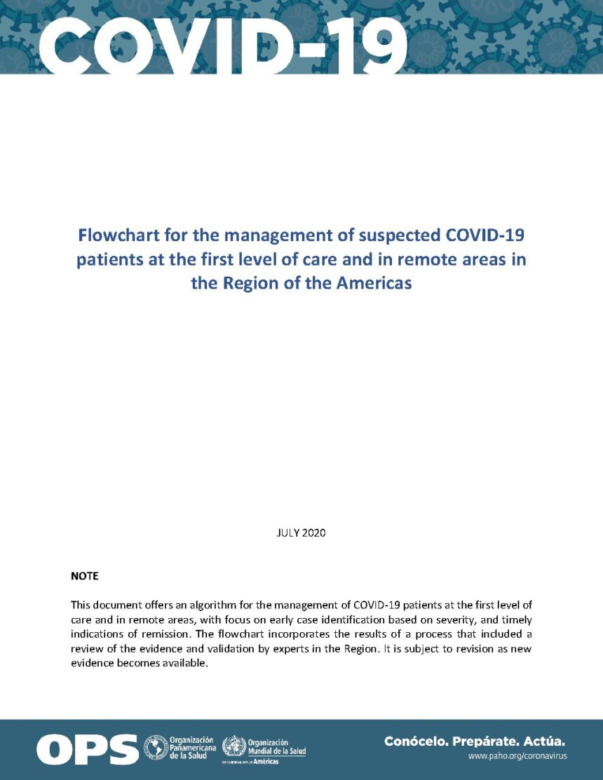 Cover of Flowchart for the Management of Suspected COVID-19 Patients at the First Level of Care and in Remote Areas in the Region of the Americas, Pan American Health Organization
