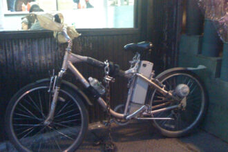 Bicycle parked on a street