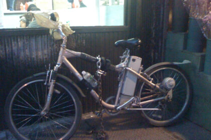 Bicycle parked on a street