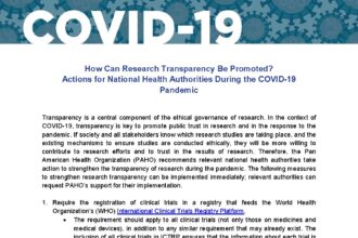 Cover of How Can Research Transparency Be Promoted? Actions for National Health Authorities During the COVID-19 Pandemic, Pan American Health Organization