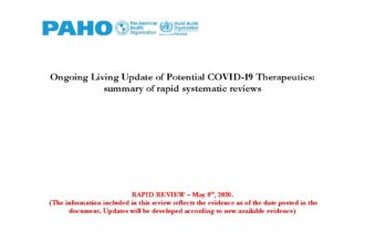 Cover of Ongoing Living Update of Potential COVID-19 Therapeutics: summary of rapid systematic reviews, Pan American Health Organization