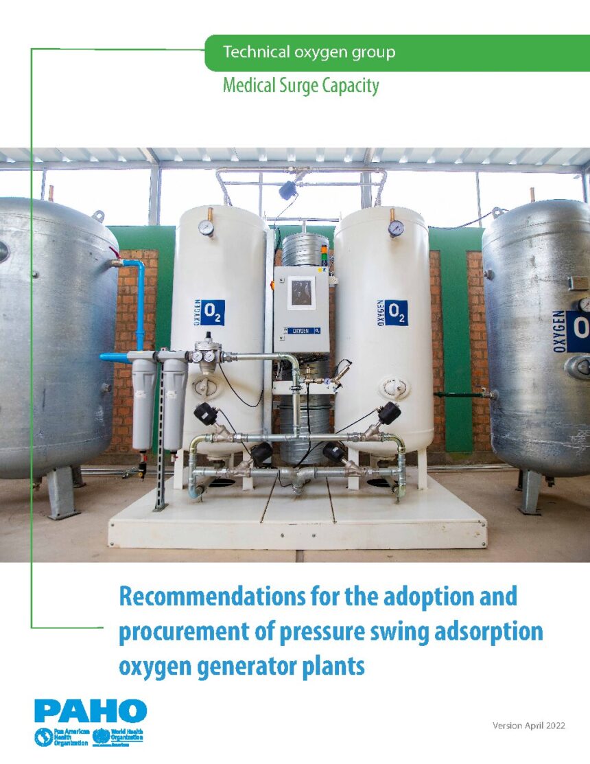 Cover of Recommendations for the adoption and procurement of pressure swing adsorption oxygen generator plants, Pan American Health Organization