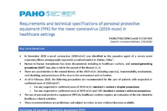 Cover of Requirements and technical specifications of personal protective equipment (PPE) for the novel coronavirus (2019-nCoV) in healthcare settings, Pan American Health Organization