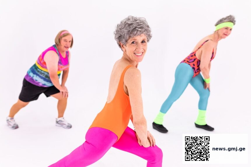 Chart showing diverging aerobic fitness trajectories from age 16 to 63 in Swedish cohort by activity level