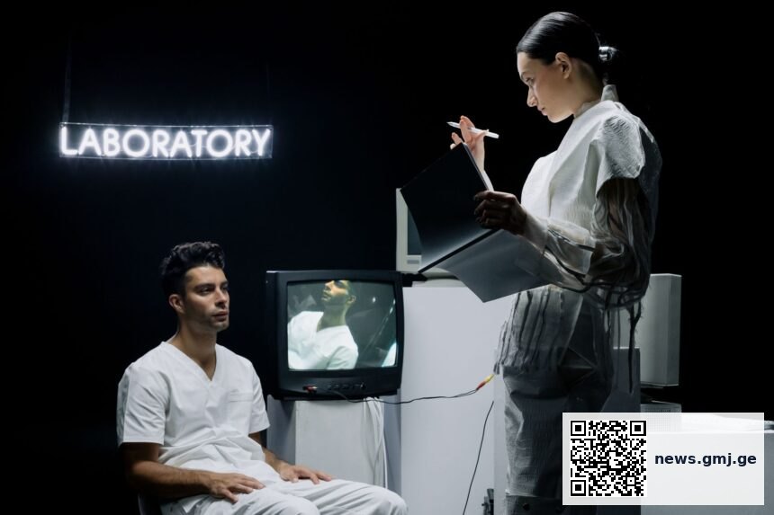 Illustration of collaborative AI agents analyzing clinical trial data and patient records